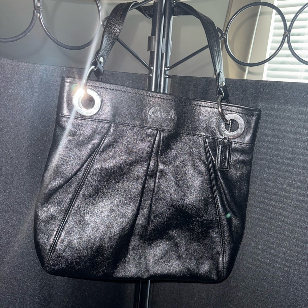 Coach Black Leather Tote Bag